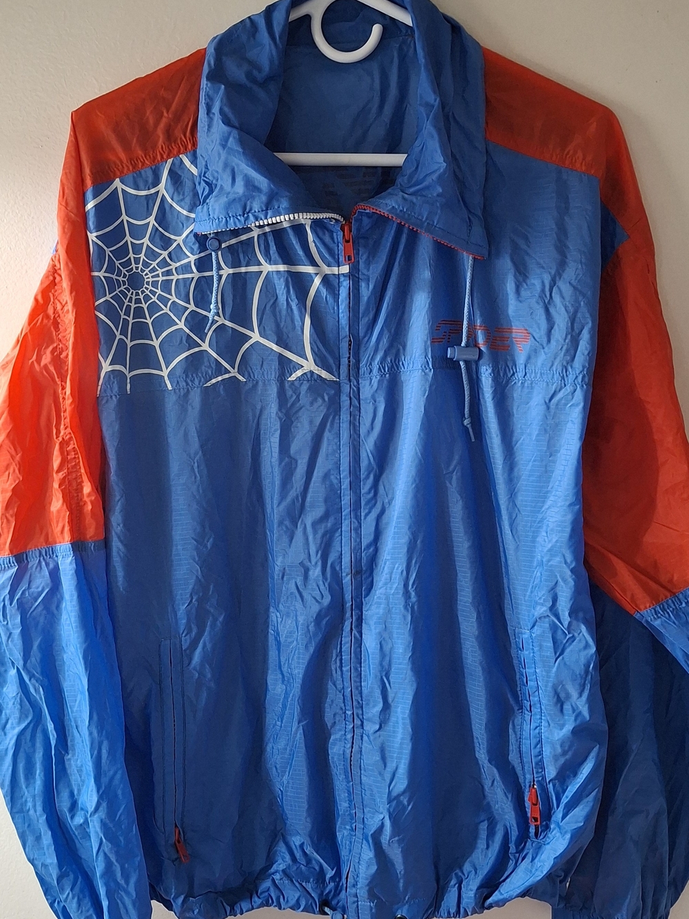 Vintage 90s Spyder Windbreaker Jacket Spiderweb Red Blue Men’s Size M